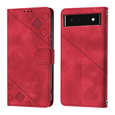 Coque Portefeuille Livre Cuir Etui Clapet Y01B pour Google Pixel 6 5G Rouge