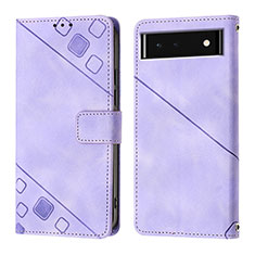 Coque Portefeuille Livre Cuir Etui Clapet Y01B pour Google Pixel 6 5G Violet