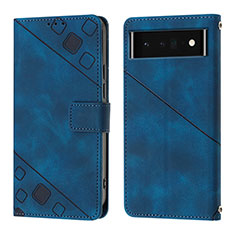 Coque Portefeuille Livre Cuir Etui Clapet Y01B pour Google Pixel 6 Pro 5G Bleu