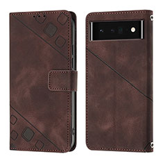 Coque Portefeuille Livre Cuir Etui Clapet Y01B pour Google Pixel 6 Pro 5G Marron