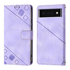 Coque Portefeuille Livre Cuir Etui Clapet Y01B pour Google Pixel 6 Pro 5G Violet