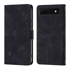 Coque Portefeuille Livre Cuir Etui Clapet Y01B pour Google Pixel 6a 5G Noir