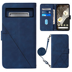 Coque Portefeuille Livre Cuir Etui Clapet Y01B pour Google Pixel 8 Pro 5G Bleu