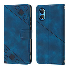 Coque Portefeuille Livre Cuir Etui Clapet Y01B pour Huawei Honor X7 Bleu