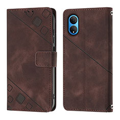 Coque Portefeuille Livre Cuir Etui Clapet Y01B pour Huawei Honor X7 Marron