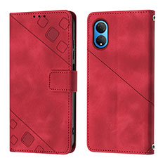 Coque Portefeuille Livre Cuir Etui Clapet Y01B pour Huawei Honor X7 Rouge