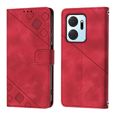 Coque Portefeuille Livre Cuir Etui Clapet Y01B pour Huawei Honor X7a Rouge