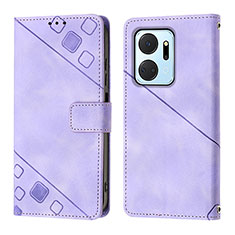 Coque Portefeuille Livre Cuir Etui Clapet Y01B pour Huawei Honor X7a Violet