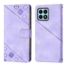 Coque Portefeuille Livre Cuir Etui Clapet Y01B pour Huawei Honor X8a 4G Violet