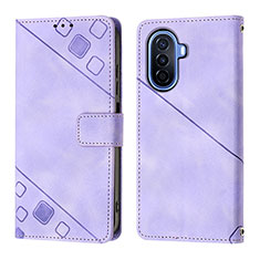 Coque Portefeuille Livre Cuir Etui Clapet Y01B pour Huawei Nova Y71 Violet