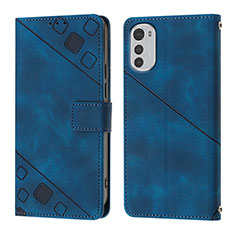 Coque Portefeuille Livre Cuir Etui Clapet Y01B pour Motorola Moto E32 Bleu