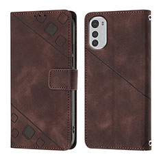 Coque Portefeuille Livre Cuir Etui Clapet Y01B pour Motorola Moto E32s Marron