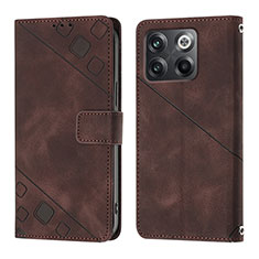 Coque Portefeuille Livre Cuir Etui Clapet Y01B pour OnePlus 10T 5G Marron