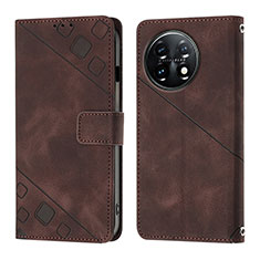 Coque Portefeuille Livre Cuir Etui Clapet Y01B pour OnePlus 11 5G Marron