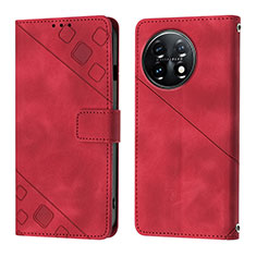 Coque Portefeuille Livre Cuir Etui Clapet Y01B pour OnePlus 11 5G Rouge