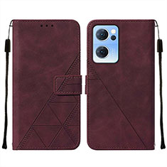 Coque Portefeuille Livre Cuir Etui Clapet Y01B pour OnePlus Nord CE 2 5G Vin Rouge