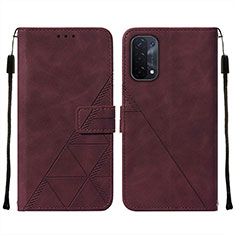 Coque Portefeuille Livre Cuir Etui Clapet Y01B pour OnePlus Nord N200 5G Vin Rouge