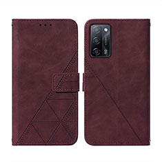 Coque Portefeuille Livre Cuir Etui Clapet Y01B pour Oppo A53s 5G Vin Rouge