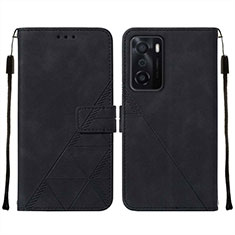 Coque Portefeuille Livre Cuir Etui Clapet Y01B pour Oppo A55S 5G Noir