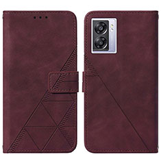 Coque Portefeuille Livre Cuir Etui Clapet Y01B pour Oppo A57 5G Vin Rouge