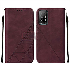 Coque Portefeuille Livre Cuir Etui Clapet Y01B pour Oppo A94 5G Vin Rouge