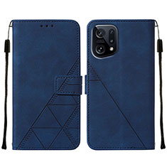 Coque Portefeuille Livre Cuir Etui Clapet Y01B pour Oppo Find X5 5G Bleu