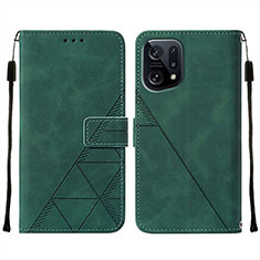 Coque Portefeuille Livre Cuir Etui Clapet Y01B pour Oppo Find X5 5G Vert