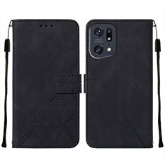 Coque Portefeuille Livre Cuir Etui Clapet Y01B pour Oppo Find X5 Pro 5G Noir