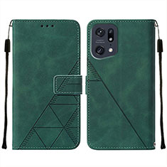 Coque Portefeuille Livre Cuir Etui Clapet Y01B pour Oppo Find X5 Pro 5G Vert