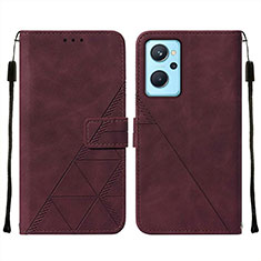 Coque Portefeuille Livre Cuir Etui Clapet Y01B pour Oppo K10 4G Vin Rouge