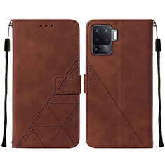 Coque Portefeuille Livre Cuir Etui Clapet Y01B pour Oppo Reno5 Lite Marron