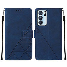 Coque Portefeuille Livre Cuir Etui Clapet Y01B pour Oppo Reno6 Pro 5G India Bleu