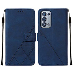 Coque Portefeuille Livre Cuir Etui Clapet Y01B pour Oppo Reno6 Pro+ Plus 5G Bleu