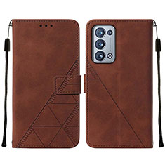 Coque Portefeuille Livre Cuir Etui Clapet Y01B pour Oppo Reno6 Pro+ Plus 5G Marron