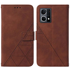 Coque Portefeuille Livre Cuir Etui Clapet Y01B pour Oppo Reno8 4G Marron