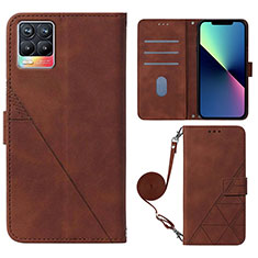 Coque Portefeuille Livre Cuir Etui Clapet Y01B pour Realme 8 4G Marron