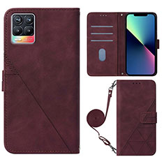 Coque Portefeuille Livre Cuir Etui Clapet Y01B pour Realme 8 4G Rouge