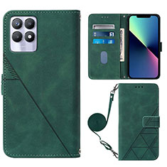 Coque Portefeuille Livre Cuir Etui Clapet Y01B pour Realme 8i Vert