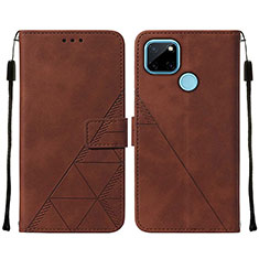 Coque Portefeuille Livre Cuir Etui Clapet Y01B pour Realme C25Y India Marron