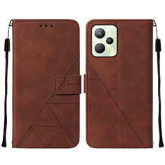 Coque Portefeuille Livre Cuir Etui Clapet Y01B pour Realme C35 Marron