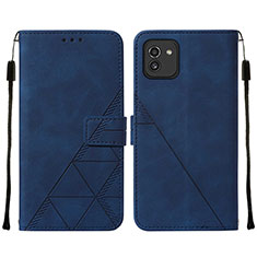 Coque Portefeuille Livre Cuir Etui Clapet Y01B pour Samsung Galaxy A03 Bleu