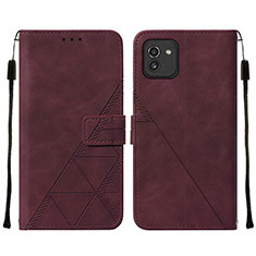 Coque Portefeuille Livre Cuir Etui Clapet Y01B pour Samsung Galaxy A03 Vin Rouge