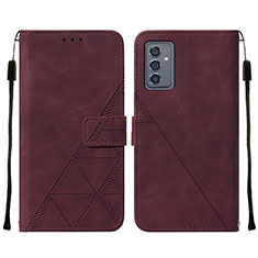 Coque Portefeuille Livre Cuir Etui Clapet Y01B pour Samsung Galaxy A05s Vin Rouge