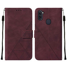 Coque Portefeuille Livre Cuir Etui Clapet Y01B pour Samsung Galaxy A11 Vin Rouge