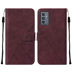 Coque Portefeuille Livre Cuir Etui Clapet Y01B pour Samsung Galaxy A15 5G Vin Rouge