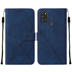 Coque Portefeuille Livre Cuir Etui Clapet Y01B pour Samsung Galaxy A21s Bleu