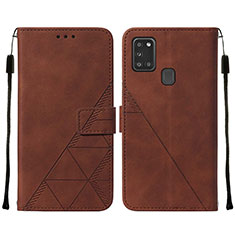 Coque Portefeuille Livre Cuir Etui Clapet Y01B pour Samsung Galaxy A21s Marron