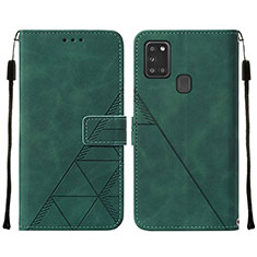 Coque Portefeuille Livre Cuir Etui Clapet Y01B pour Samsung Galaxy A21s Vert