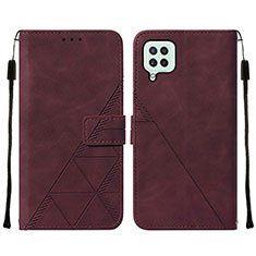 Coque Portefeuille Livre Cuir Etui Clapet Y01B pour Samsung Galaxy A22 4G Vin Rouge