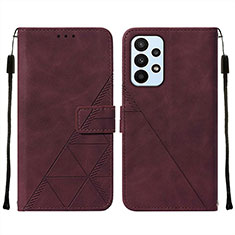 Coque Portefeuille Livre Cuir Etui Clapet Y01B pour Samsung Galaxy A23 4G Vin Rouge